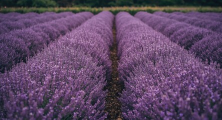 Obraz premium Fragrant purple lavender covering large outdoor space