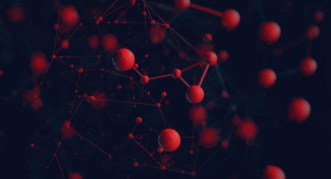 high contrast technological polygon pattern background with data science and molecule context