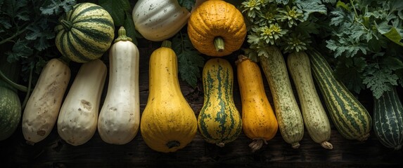 Range of cultivated squash varieties