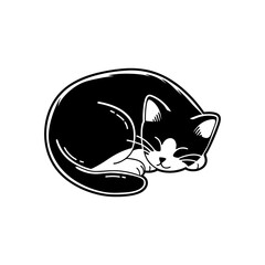 Black and white sleeping cat illustration © Umme