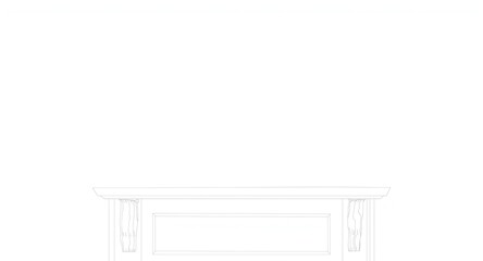 Fototapeta premium Illustrated traditional unlit fireplace with a blank mantle shelf on white wall background