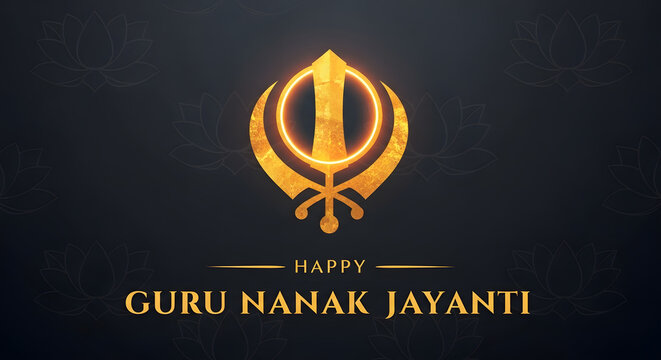guru nanak jayanti festival khanda symbol sign religion faith art graphic design poster background celebration text emblem