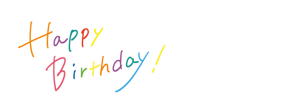 Happy Birthday colorful handwritten lettering minimal vector greeting design