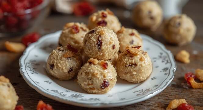 Homemade Meva Ladoo sweets enriched with dried fruit bits