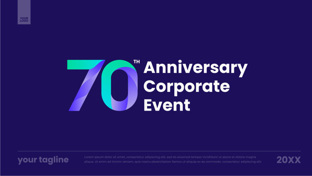 70th anniversary corporate event blue purple gradient logo banner template