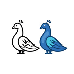 Fototapeta premium Beautiful Peacock flat icon vector illustration.