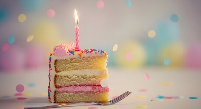 Happy birthday wishes with a delicious cake and single flickering candle jpg