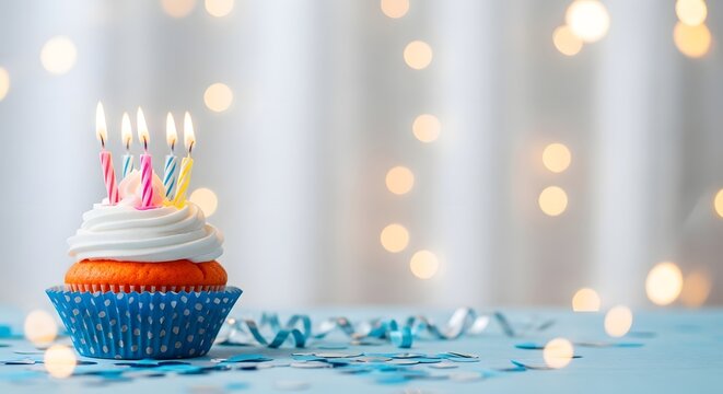Happy birthday wishes colorful cupcake with candles jpg image