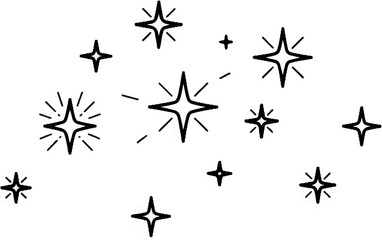 Fototapeta premium A collection of hand-drawn sparkling stars on a white background