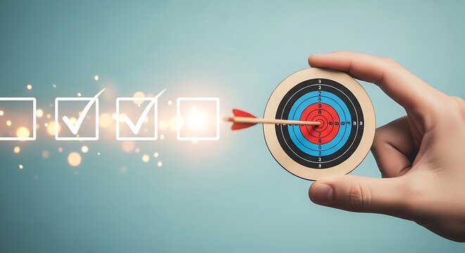 Hand holding a compass pointing towards a digital success path