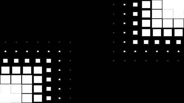 Black and White Abstract Pixel Grid Transition for Digital Technology Background Animation. 4K