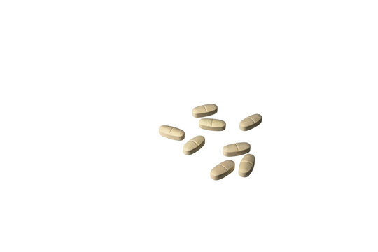 Beige tablets isolated on transparent background