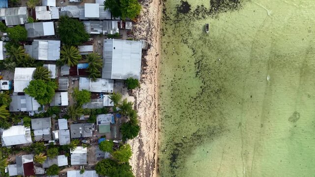 Kiribati Houses South Tarawa Atoll Capital Gilbert Islands Oceania Pacific Aerial Drone 4K
