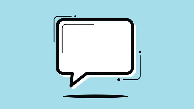 Simple, clean speech bubble with abstract lines on a light blue background, perfect for quotes, messages, or announcements.
