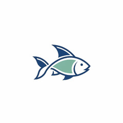 Obraz premium Stylized Fish Logo Design with Blue and Green Tones.