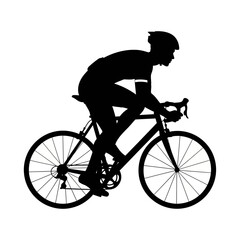 Obraz premium Man Riding a Bicycle Silhouette Profile.