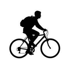 Naklejka premium Man Riding a Bicycle Silhouette Profile.