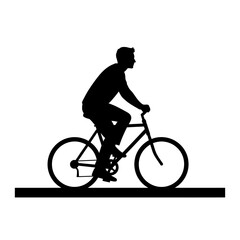 Fototapeta premium Man Riding a Bicycle Silhouette Side View.
