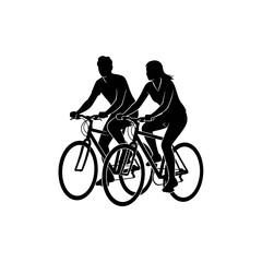 Fototapeta premium Two People Riding Tandem Bicycle.
