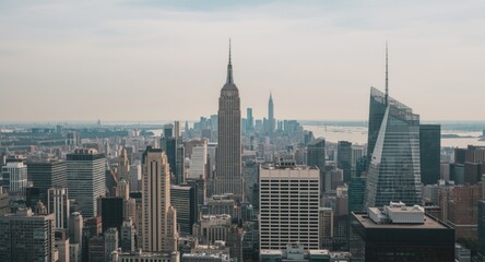 Fototapeta premium Panoramic snapshot of a metropolitan skyline with varied building heights