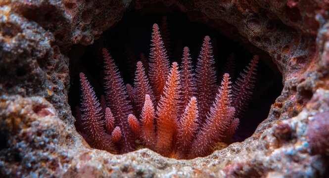 Serpulidae family Christmas tree worms in coral tube habitat