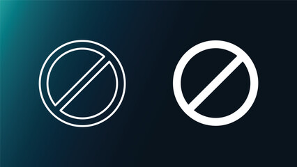 Prohibition signs with circle and line on dark background indicating forbidden or not allowed concepts