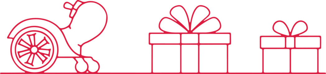 Whimsical scene featuring a snail pulling gifts on a cart © Sadhin