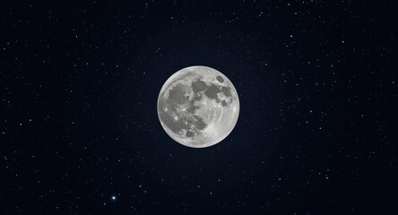 Obraz premium Full view of the Moon with starry deep space background