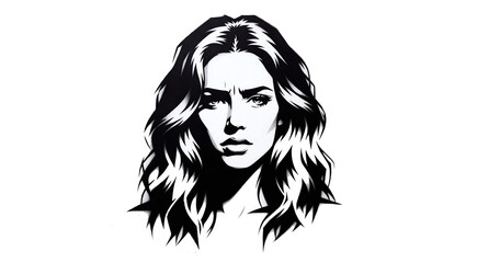 Graffiti stencil face. Young woman graffiti stencil face.