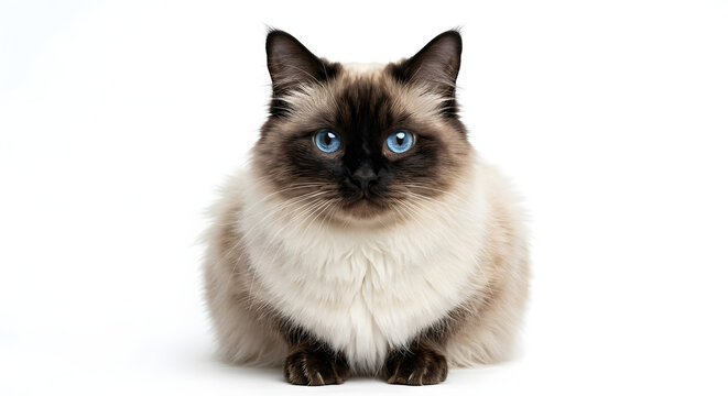 Birman Cat on White Background