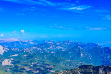 Obraz premium View on Taurus mountains from the summit of Tahtali mountain