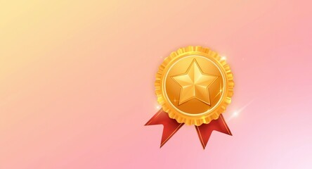 High quality winner medal cartoon icon with star and ribbon symbolizing excellence and guarantee