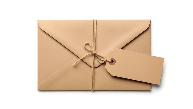 A brown paper envelope with a tag