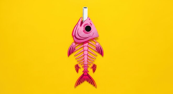 April fool's day prank pink fish skeleton with a twist