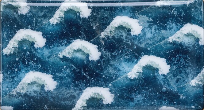 Ocean wave patterned epoxy resin coasters designed for marine style functional decor