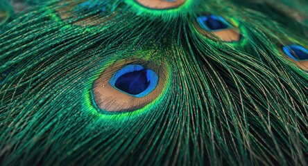 Obraz premium Macro closeup capturing colorful peafowl feather details