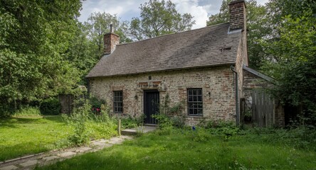 Fototapeta premium Old dwelling focusing on conservation by historic bathing site
