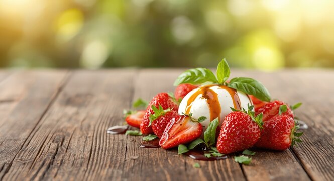 Refreshing strawberry and burrata caprese salad with balsamic drizzle