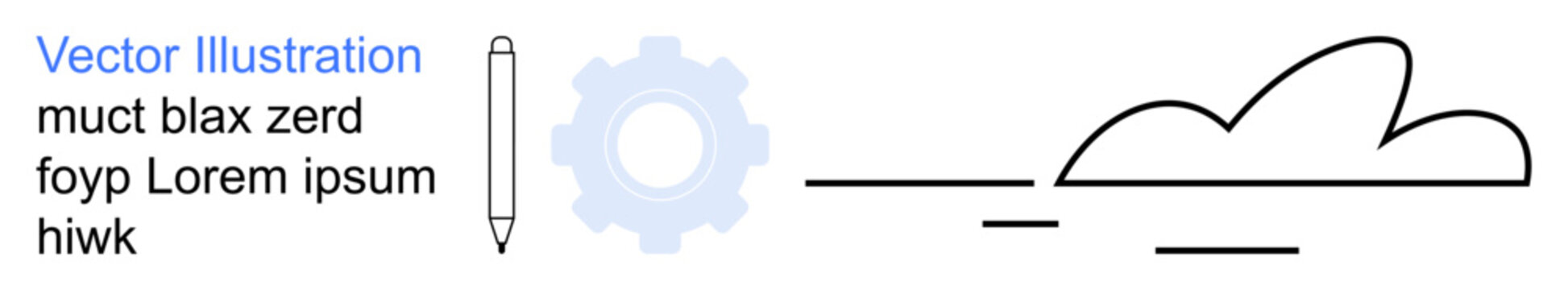 Design, brainstorming, technology, software development, engineering, creativity, and digital innovation. A pen gear and abstract cloud shapes with clean lines. Design and technology concept