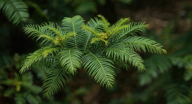 Juvenile Cycas edentata growing in humid equatorial forest setting