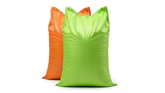 Two colored bean bags on a white background