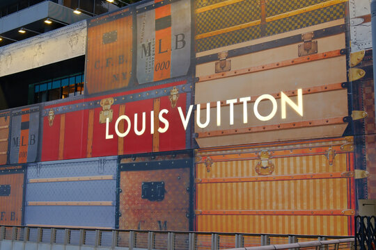 Hong Kong, HK, 09.03.2026: Louis Vuitton luxury fashion brand store facade in Hong Kong
