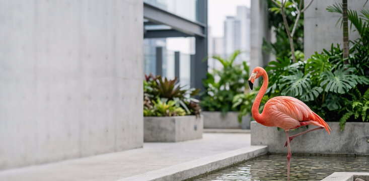 pink flamingo in the zoo