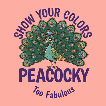 Colorful Peacock Bird Display Plumage.