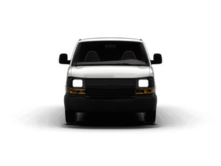 Fototapeta premium White Full Size Cargo Van Front Angle View Isolated on White Transparent Background – Commercial Vehicle 2003