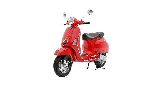 Red vespa scooter on black background