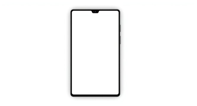 Clear front view of a vertical blank touchscreen display on white backdrop
