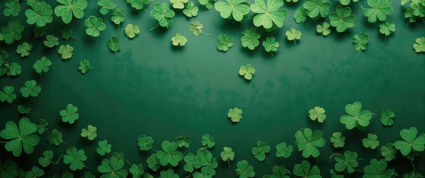 Festive shamrock graphic background featuring large text friendly space