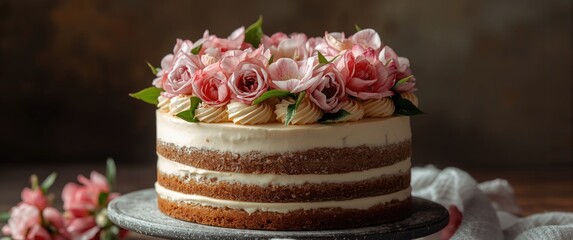 Floral crowned dessert cake showcasing spring's natural beauty and freshness