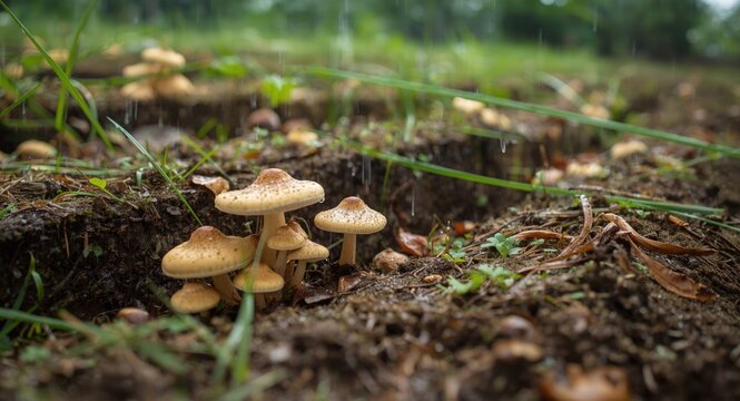 Fields saturated with rain nurturing jamur trucuk mushroom growth